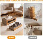 Cat Scratcher 2 in 1,Cardboard Cat Scratcher with Toy Ball,Extra Long & Extra Wide (24x11 inch) Cat Scratcher Bed for Indoor Cats and Furniture Protector,Suitable for Kittens and Big Cats