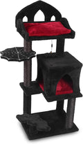 Gothic Cat Tree - 40" Goth Cat Bed, Spacious Condo, Spooky Hanging Bat, Durable Sisal Scratching Post - Elegant Black Cat Tree for Majestic Felines