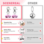 SCENEREAL Bells for Dog Collars - 2 Pack Pet Hanging Ring Bell Accessories for Dog & Cat, Pet Pendant Collar Charm with Heavy Duty Snap Clips, Sliver Bells for Tracking and Training Christmas Gift, Pink+Pink