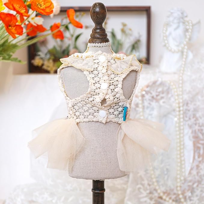 Fashion Sweet Puppy Dog Blingbling Princess Skirt Pet Dog Lace Cake Camisole Tutu Dress E-Champagne-1 S
