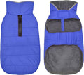 Dog Winter Coat, Waterproof Dog Jacket with Leash Hole, Reflective Adjustable Pet Snow Vest, Warm Fleece Sweater for Small Medium Large Dogs - Blue, XL