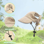 Dog Baseball Cap, Dog Cat Summer Beach Visor Hat with Ear Holes, Adjustable Puppy Sunbonnet Headdress (Khaki, Medium)