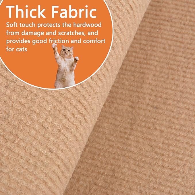 Cat Scratching Mat - 118"x16" Trimmable Cat Scratching Carpet Mat, Large Self-Adhesive DIY Cat Scratch Mat Roll, Cat Tree Shelves Replacement Mat Pad, Couch Furniture Protector, Toy Ball&Strong Tape