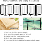 ZJSF Freestanding Foldable Dog Gate for House Extra Wide Wooden Black Indoor Puppy Gate Stairs Dog Gates Doorways Tall Pet Gate 6 Panels Fence