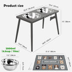 Elevated Dog Bowls for Large Extra Large Pet, Raised Dog Bowl Stand with Sprill Proof Mat and Bowls (2000ml/70oz), Pet Food & Water Bowl 15.5" Tall Dogs Feeder for Extra Large Breed, Grey