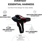 ShawnCo Essential Dog Harness, No-Pull Pet Vest with 3 Leash Clips, No Choke, Reflective, Adjustable and Padded, for Easy Walking and Training for Small, Medium and Large Dogs (Stars and Stripes, XL)