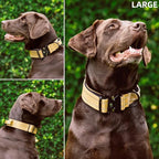 Tuff Pupper Tactical Dog Collar with Handle | Heavy Duty Adjustable Dog Collar | Military Nylon Collar for Large Dogs | Quick-Release Buckle | Soft Padded Comfort | Training Control (Tan, Large)