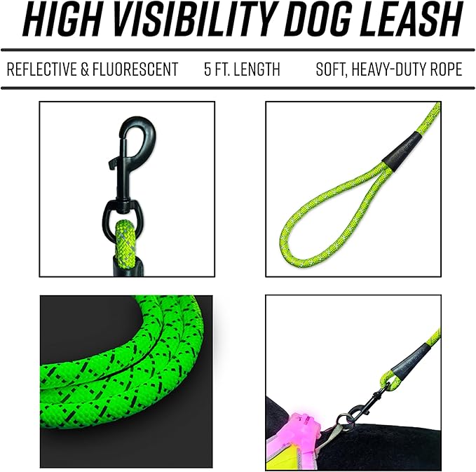 Noxgear LightHound (X-Large) + High-Visibility Dog Leash – Illuminated and Reflective Harness for Dogs Including Multicolored LED Fiber Optics (USB Rechargeable, Adjustable, Lightweight, Rainproof)