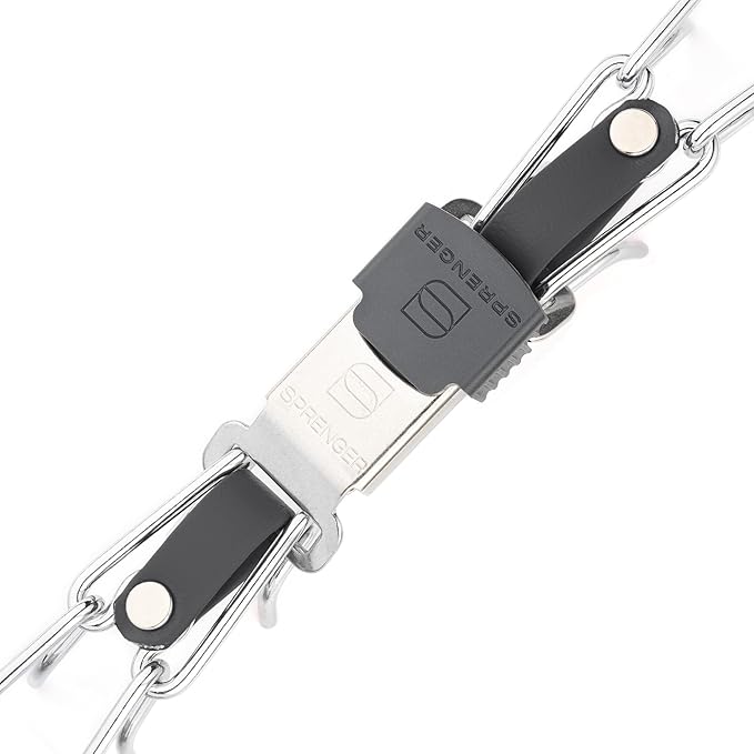 Herm Sprenger Chrome Plated Steel Dog Collar with Quick Release ClicLock Buckle and Biothane Insert Training Collar for Dogs Made in Germany (Black, 23in x 3.2mm(Neck Size up to19-20in))