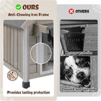 Wooden Outdoor Dog House for Small Dogs, Weatherproof Pet Shelter with Reinforced Frame, Ventilated Window, PVC Door Flap, and Nameplate,18" L x 25" W x 24" H