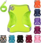 Dog Harness with Leash Set, No-Pull Step-in Reflective Pet Harness with 1 Leash Clips, Adjustable Soft Padded Easy Walk Dog Vest for Small Medium Large Dogs, Cats(Fluorescent, XXXSmall)