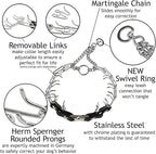 Herm Sprenger 3mm Prong Collar for Dogs Training - Quick Release Buckle & Swivel Ring for Easy Use - Made of Durable Steel Chrome Plated in Germany for Large Dogs (3mm Prongs, 20-26" Neck)