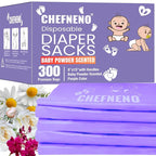 Baby Diaper Bag Disposable (300 ct.) Fresh Baby Powder Scented Easy Tie Handles Scented Diaper Sacks Disposable Dog Poop Waste Bags Cat Litter Clump & Poop Bags Sanitary Pad Waste Bags (300 Bags)