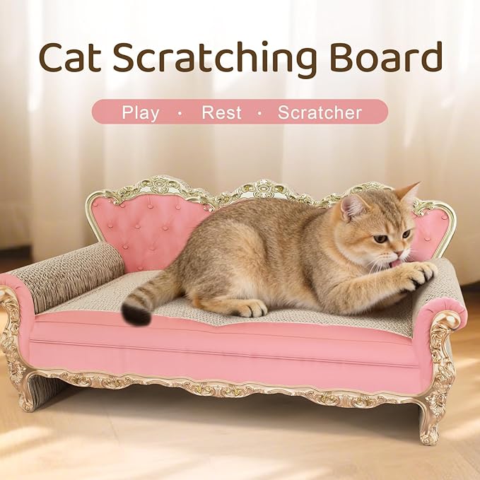 SONGWAY Cardboard Cat Scratcher Bed - Couch Shaped Cat Scratching Board, Cute Lounge Bed Scratching Pad for Indoor Cats Resting Playing