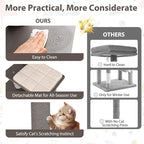 PETSITE 59.5 Inches Modern Cat Tree, Multi-Level Cat Tower with Scratching Posts, Large Condo with Removable Pad, Cushioned Soft Top Perch, and Interactive Dangling Ball (Grey)
