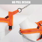 Didog Soft Flannel Padded Dog Vest Harness, No Pull/Quick Fit Reflective Dog Strap Harness, Easy for Training Walking (M:Chest 22-26", Orange)