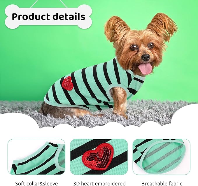 Dog Shirts for Large Dogs, Striped T-Shirts Pets Vest Pet Apparel Tee Shirts Dog Tank Top Spring Summer Suitable for Chihuahua French Bulldog Bichon Shih Tzu