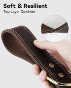 Joytale Leather Dog Collar for Small Dogs, Genuine Solid Sturdy Leather for Active Small Breeds, Adjustable Metal Pin Buckle, Durable and Secure Pet Collar for Daily Use, Brown, S