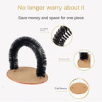 Cat Scratcher, Heavy Duty Cardboard, All Breed Sizes, Scratching and Exercise Cat Self-Groomer Bristle Ring Brush Arch with Carpeted Base Hair Cleaner Pads (Black,One Size)