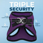 Best Pet Supplies Voyager Step-in Air Harness - All Weather Mesh, Reflective, No Pull Harness for Dogs, Cats - Secure with Hook & Loop Fastener, Buckle, Double D-Rings - Purple/Black Trim, S