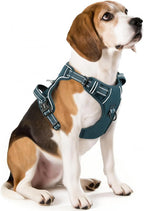 HEELE Dog Harness for Medium Dogs No Pull Dog Vest Harness with Soft Padded Handle Reflective for Outdoor Training, Blackish Green, M