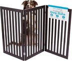 INTERNET'S BEST Dog Gate Indoor Freestanding Pet Barrier, Folding Wood Dog Fence, Extra Wide Doorway Puppy Gate, Indoor Animal Privacy Panel, Wooden Cat Fence - 3 Panel - 36", Espresso