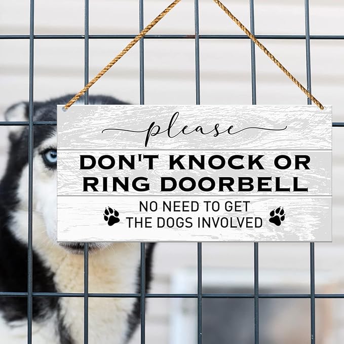 Beware of Dog Warning Sign for Front Door & Gate - Home Decor, Dog Lover Gifts