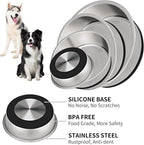 Taglory 8 Cup Stainless Steel Dog Bowls Set of 2 for Food and Water, Silicone Base Anti-Slip, Rust Resistant, Extra Thick Metal Bowls for Medium Dogs, 59oz, Black