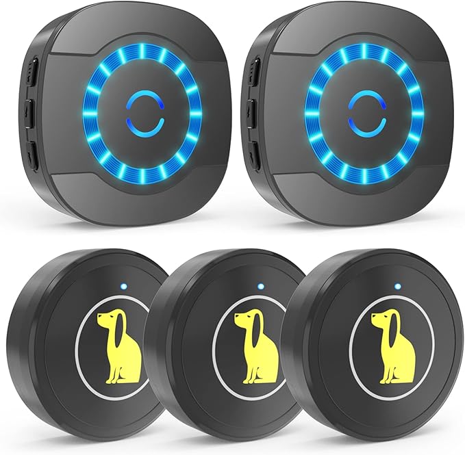 Dog Door Bell, Dog Bell for Training Doggie Door Bell for Dog Puppy Training Sliding Door/Go Outside Doorbell and Waterproof Touch Button
