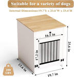 Small Dog Crate Furniture with Drawer, Wooden Pet Kennel End Table for Small Dogs, Furniture Style Indoor Dog House, Decorative White Dog Cage Nightstand, Side Table with Metal Bars & Secure Lock