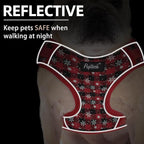 PUPTECK Christmas Small Dog Harness and Leash Set, No Pull Adjustable Puppy Cat Harness, Reflective Soft Mesh Pet Vest Small Sized, Checkered, M