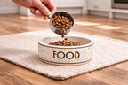 Pearhead Ceramic Dog Food Bowl – Bistro Tile Honeycomb with Gold Accents Stoneware Pet Food & Water Bowl for Small Dogs, Weighted Non-Plastic Feeding Dish, Small/Medium 2.25 Cups/ 18 oz
