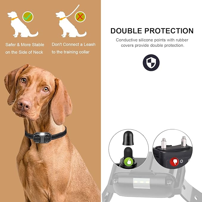 Dog Training Collar with Remote, 3300ft Remote Dog Shock Collar, IPX7 Waterproof Rechargeable E-Collar, 4 Training Modes (Night LED Light，Beep, Vibration, Shock) for Small Medium Large Dogs