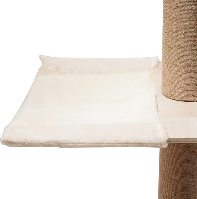 Floor-to-Ceiling Cat Tree, Modern Cats Activity Tree Cat Climbing Tower with Natural Sisal Rope Scratching Post Adjustable Height (100.4"-104.3") Condo Cave Bed for Cats Climbing Pole