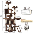 YITAHOME 75-Inch Tall Cat Tree Indoor: Multi-Level Kitten Tower with Kitty Condos, Top Perches, Sisal Ramp, Scratching Posts & Cozy Basket Hammocks Pet Play House Black