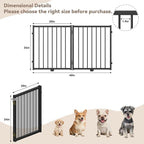 Full Metal Freestanding Dog Gate with Door, 24'' Height Foldable Pet Dog Fence for Indoor & Outdoor, 2 Panels Extra Wide Free Standing SmallDog Gates for Doorways,House,Stairs,Porch,Deck,Yard