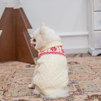 Warm Winter Pink Dog Sweater - Cold Weather Pet Clothes for Small Medium Large Dogs Indoor Outdoor, Soft Classic Knit Puppy Apparel Coat, White, XL
