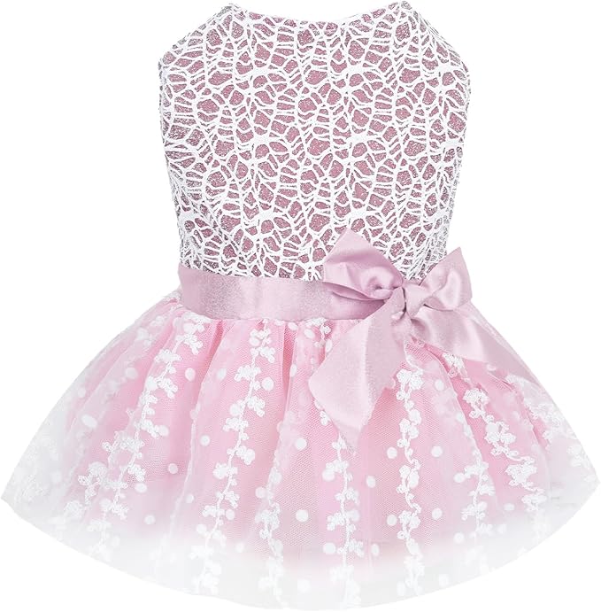 CuteBone Dog Birthday Dress Girl Puppy Skirt Tutu Cat Wedding Outfit Pet Party Clothes for Small Dogs Costume DD16S