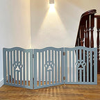 Pet Gate, Wooden Free Standing Dog Gate for Small Dogs and Cats. Great Folding Fence for Doorways, Halls, Stairs. Grey