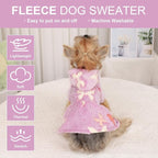 Dog Sweater Fleece Dog Hoodie Winter Puppy Clothes for Small Dogs Boy Girl Pet Hoodies Cold Weather Doggie Coats Fall Doggy Sweatshirt for Chihuahua Yorkie Cat Sweater Costume, Purple Butterfly, M