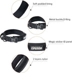 EXCELLENT ELITE SPANKER Tactical Dog Collar Nylon Adjustable Training Collar Military Dog Collar Heavy Duty Metal Buckle with Control Handle for Medium and Large Dogs with Patchese(Black-M)