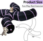 EGETOTA Cat Tunnel for Indoor Cats Large, with Play Ball S-Shape 4 Way Collapsible Interactive Peek Hole Pet Tube Toys, Puppy, Kitty, Kitten, Rabbit (S4 - Black & Pink)