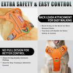 BARKBAY No Pull Dog Harness Large Reflective Dog Harness with Front Clip and Easy Control Handle for Walking Training Running with ID tag Pocket(Orange,L)