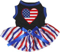 Petitebella USA Heart Puppy Dog Dress (Black/Stripes, Medium)