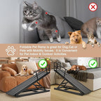 SLSY Dog Ramp for Bed & Couch, Folding Adjustable Pet Ramp with Non-Slip Rubber Mat, 55" Long, 5 Height Settings (15.7"–27.5"), Portable Wooden Dog Ramp Supports up to 220 lbs