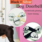 Dog Hanging Doorbells| Extra Loud Dog Potty Training Bells| Adjustable Durable Braided Rope Door Bell for Dogs to Ring to Go Outside(Silver+Black)