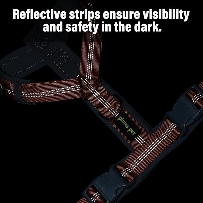 Plutus Pet No Pull Dog Harness, Adjustable Nylon Harness with Soft Padding, Reflective and Heavy Duty Dog Harness for Small, Medium, Large Dogs(Orange, S)
