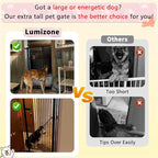 Lumizone Extra Tall Cat Gate 55.12" High Pressure Mounted Extra Wide 2025 New (17 Sizes) 1.37" Gap No Drilling Auto-Close One-Handed Operation Tall Pet Gate for Dogs(Black, 55.12" H x 29.92"-34.24" W)
