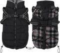 Geyecete Winter Warm Coat Waterproof Dog Winter Jacket with Harness Traction Belt,Pet Outdoor Jacket Dog Autumn and Winter Clothes for Medium, Small Dog-Black-XS
