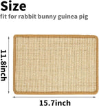 PODOO Bunny Scratch Pads, Sisal Rabbit Scratching Pad, Natural Rabbit Resting Mats for Cages, Forage Grass Mat Indoor Essentials Accessories for Guinea Pig Cat (2Pcs, 15.7x11.8 inches)
